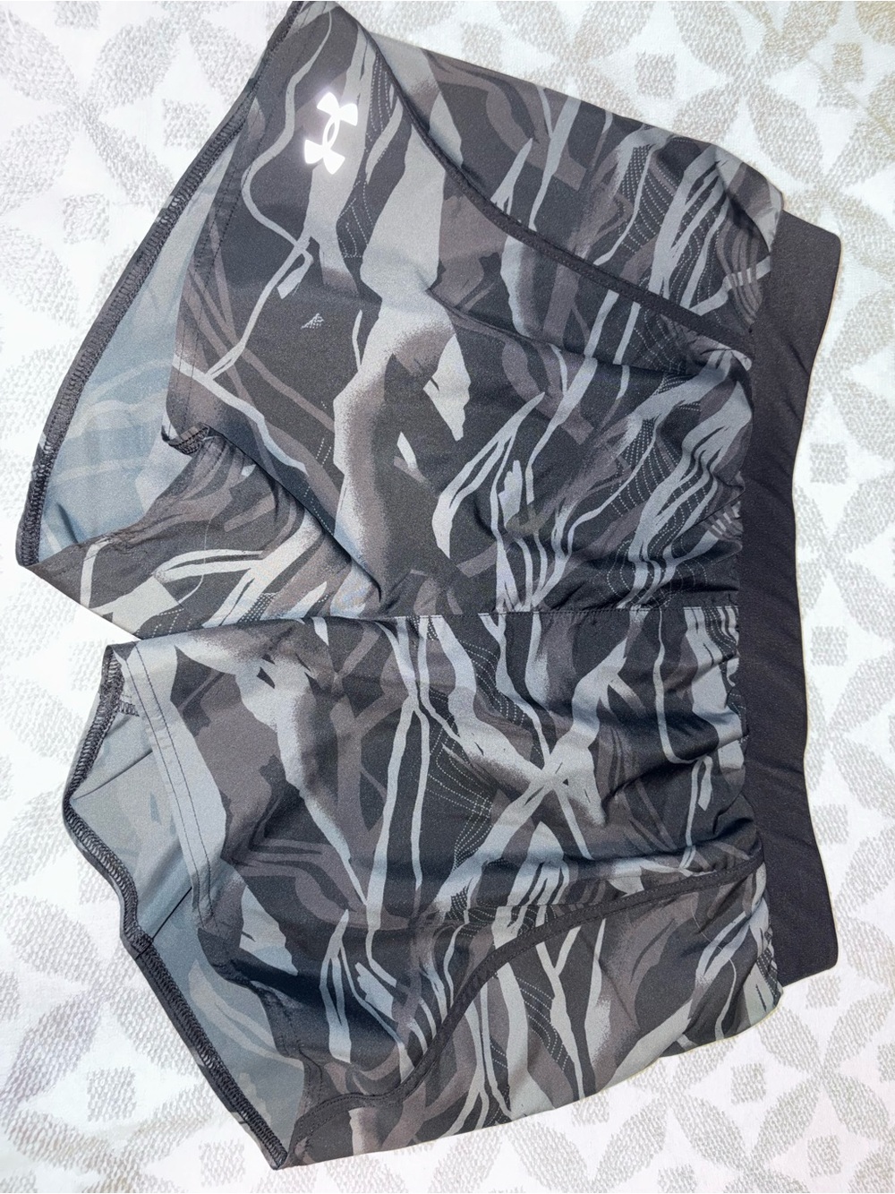 Under Armour Black & Gray Patterned Running Shorts